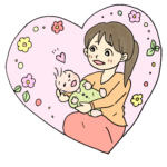 お母さんが赤ちゃんを抱っこ